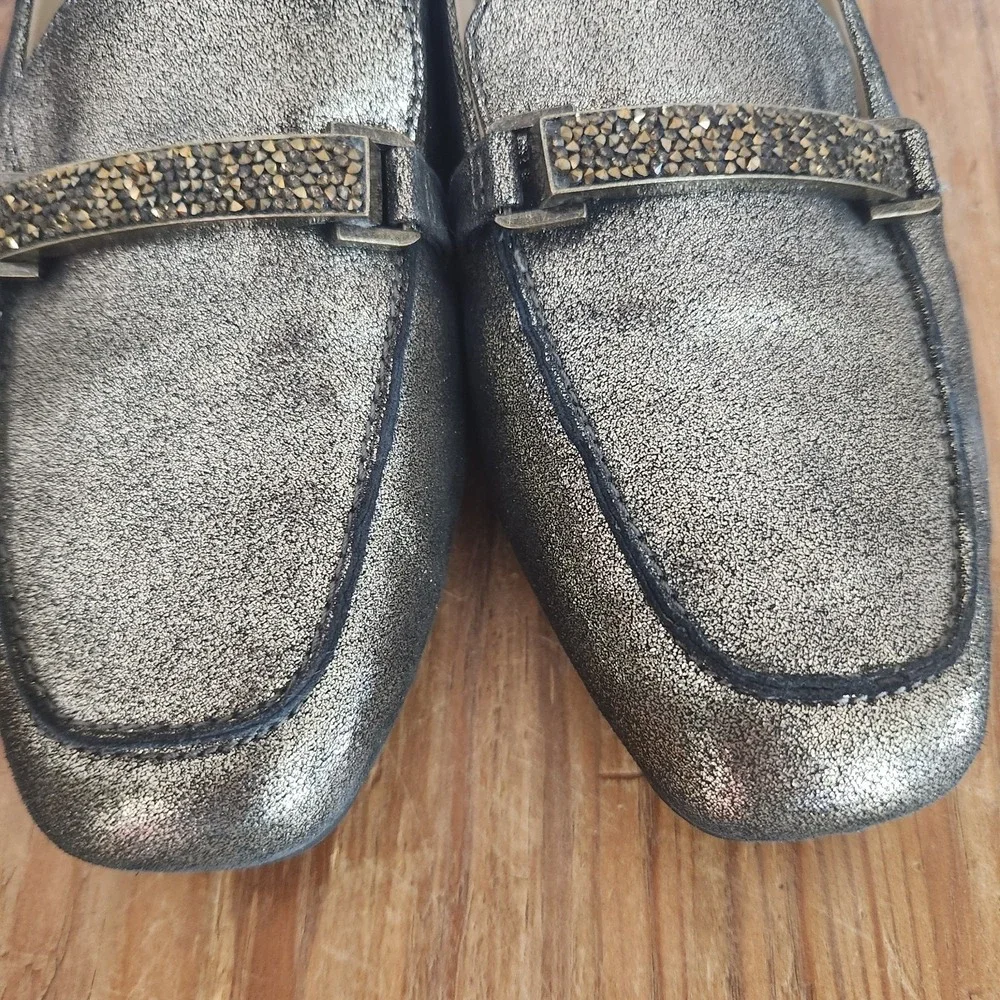 Karl Lagerfeld‎ Quigley Leather Bit Loafer Sparkling Bronze Size 9 Crystals Flat